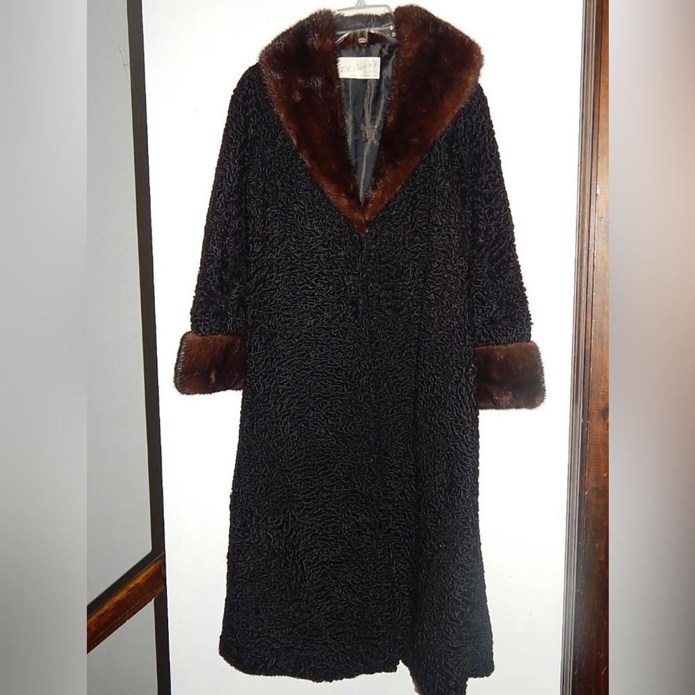 Beautiful Vintage Persian Curly Lamb and Mink Trim Coat